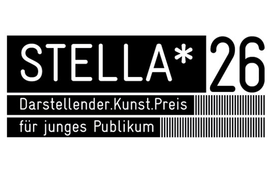 Logo Stella*26 Darstellender Kunst Preis für junges Publikum, Schriftzug in Schwarz/Weiß